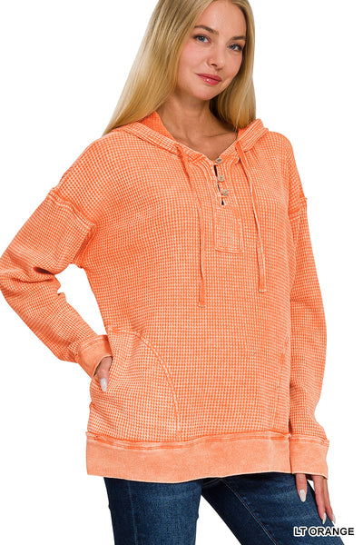 M & L ONLY Everything You Want Waffle Hoodie in Light Orange