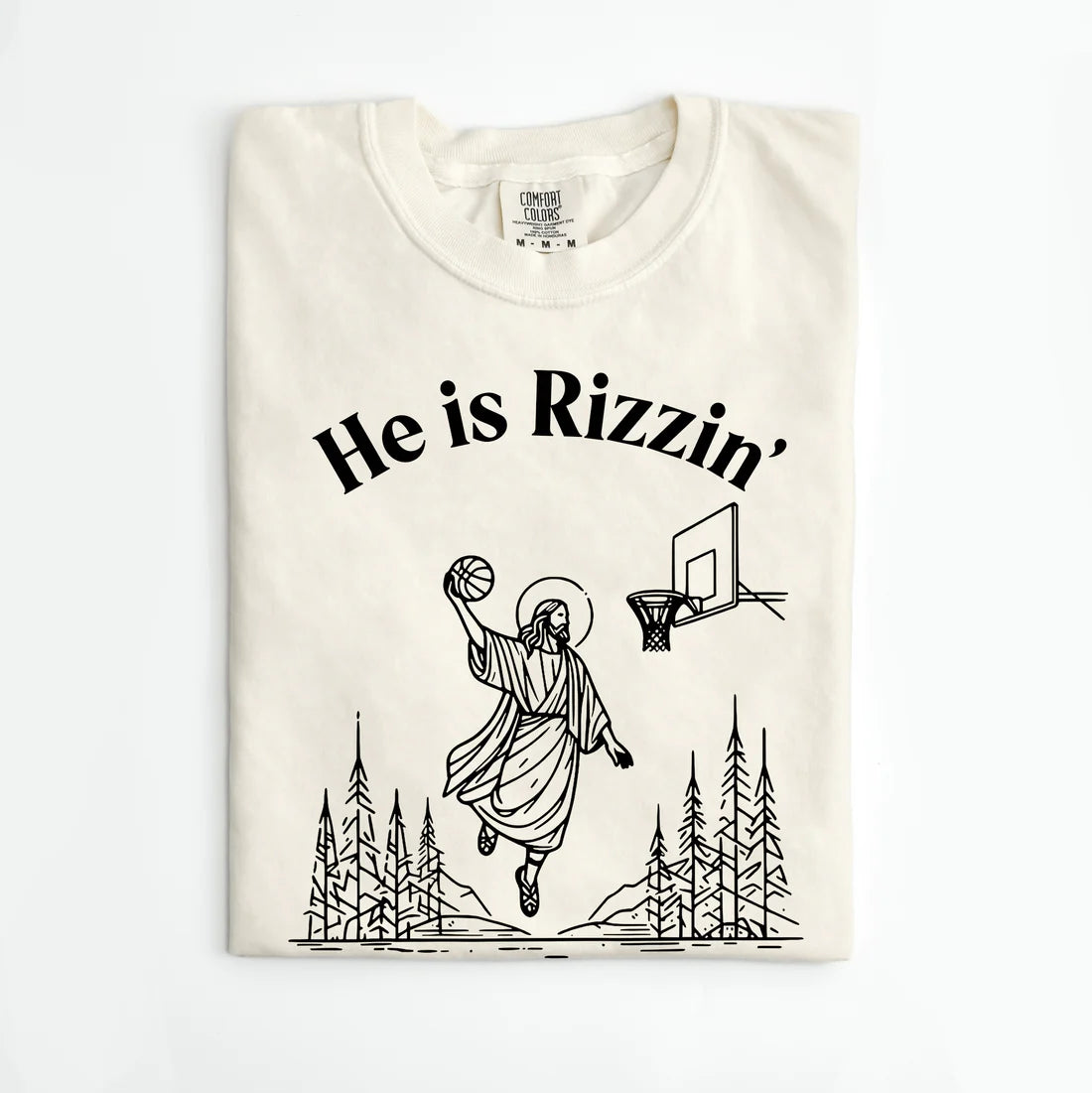XL ONLY He Is Rizzin' Graphic Tee in Ivory