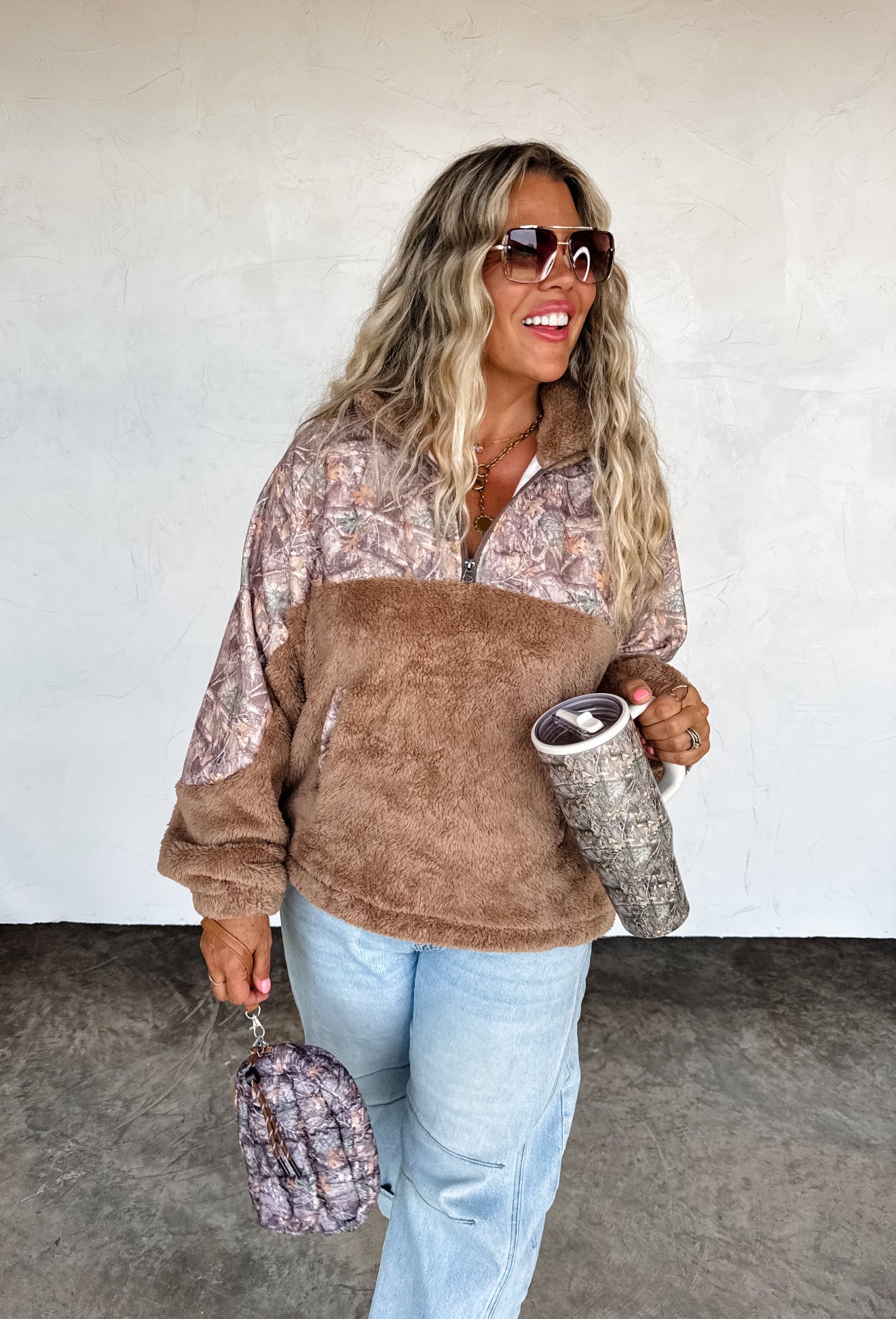 Mini Puff Clutch Bag in camo
