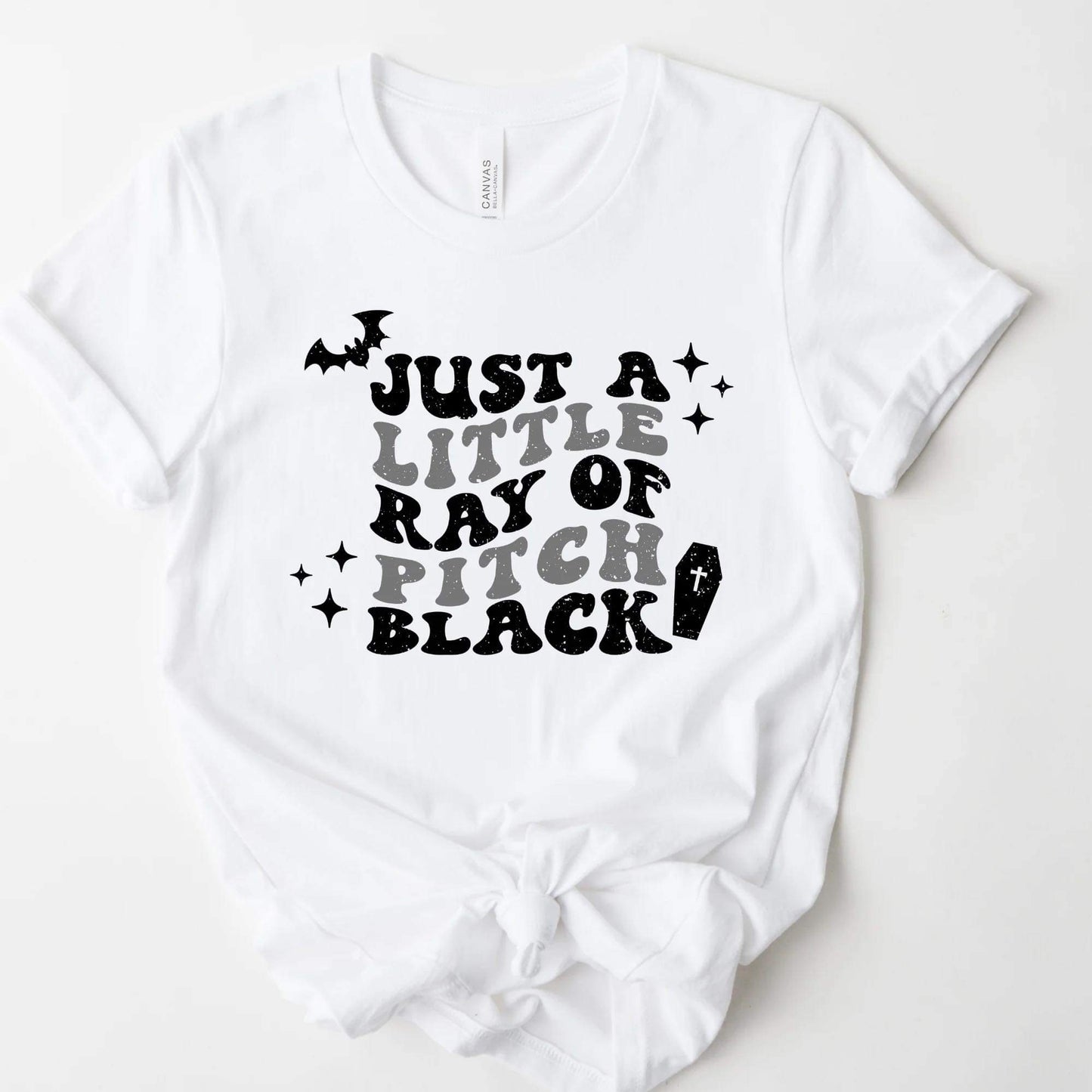 A Little Ray Of Pitch Black Graphic Tee in white