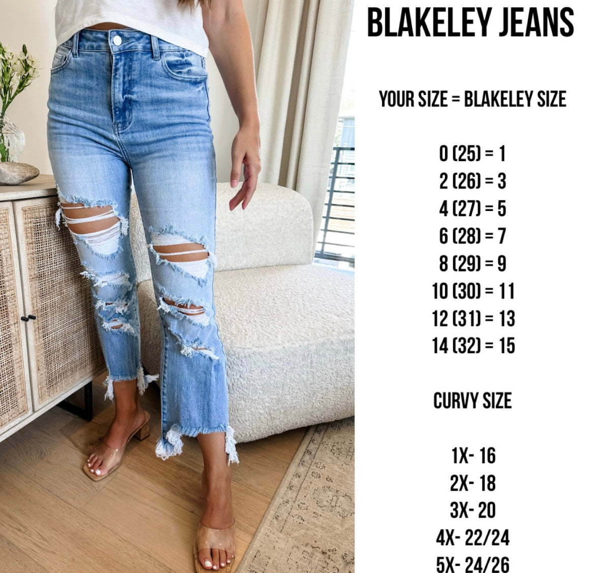 PRE-ORDER Size 11 ONLY Urban Distressed Crop Jeans - Blakeley Denim