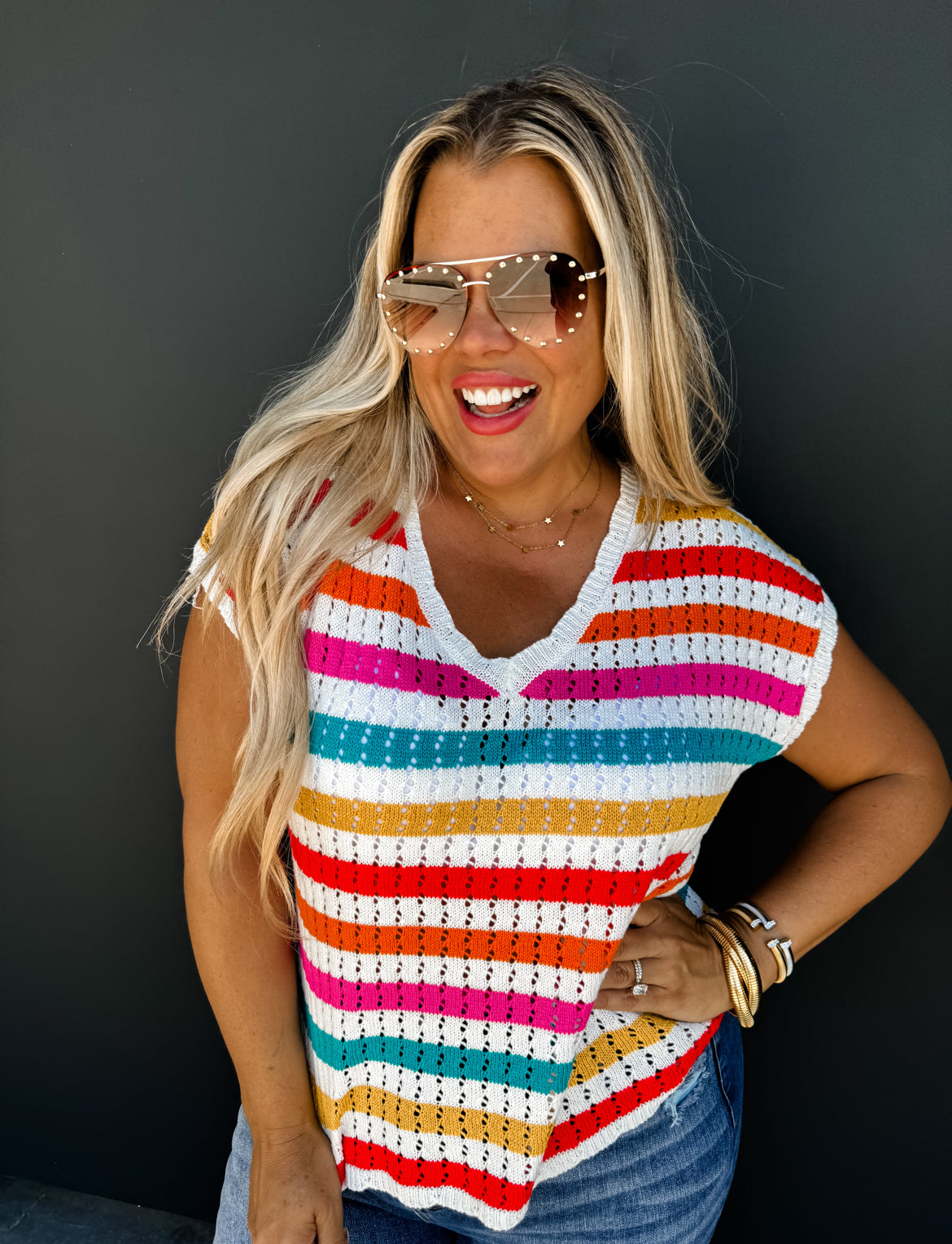 S/M & 1X ONLY Cali Girl Knit Top in white