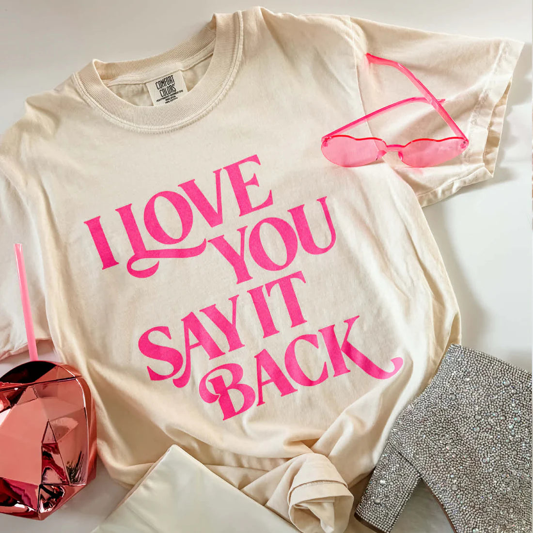 Pre-Order I Love You Say It Back Graphic Tee in Ivory