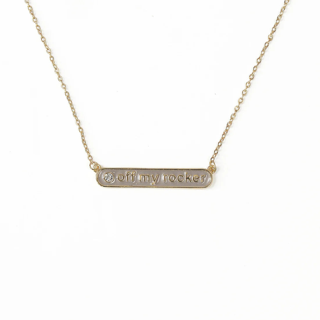 Off My Rocker Enamel Gold Necklace