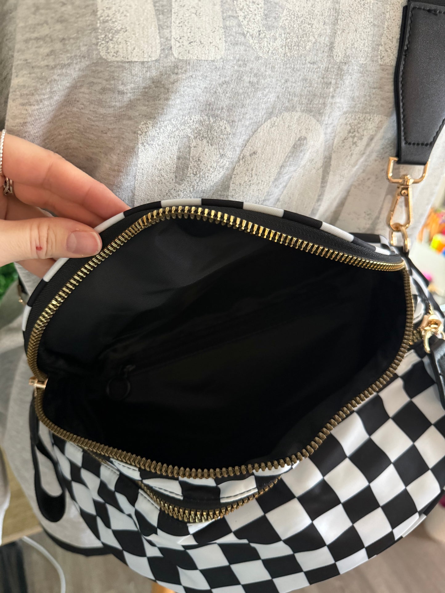 Fanny Bum Bag in Black & White Checker