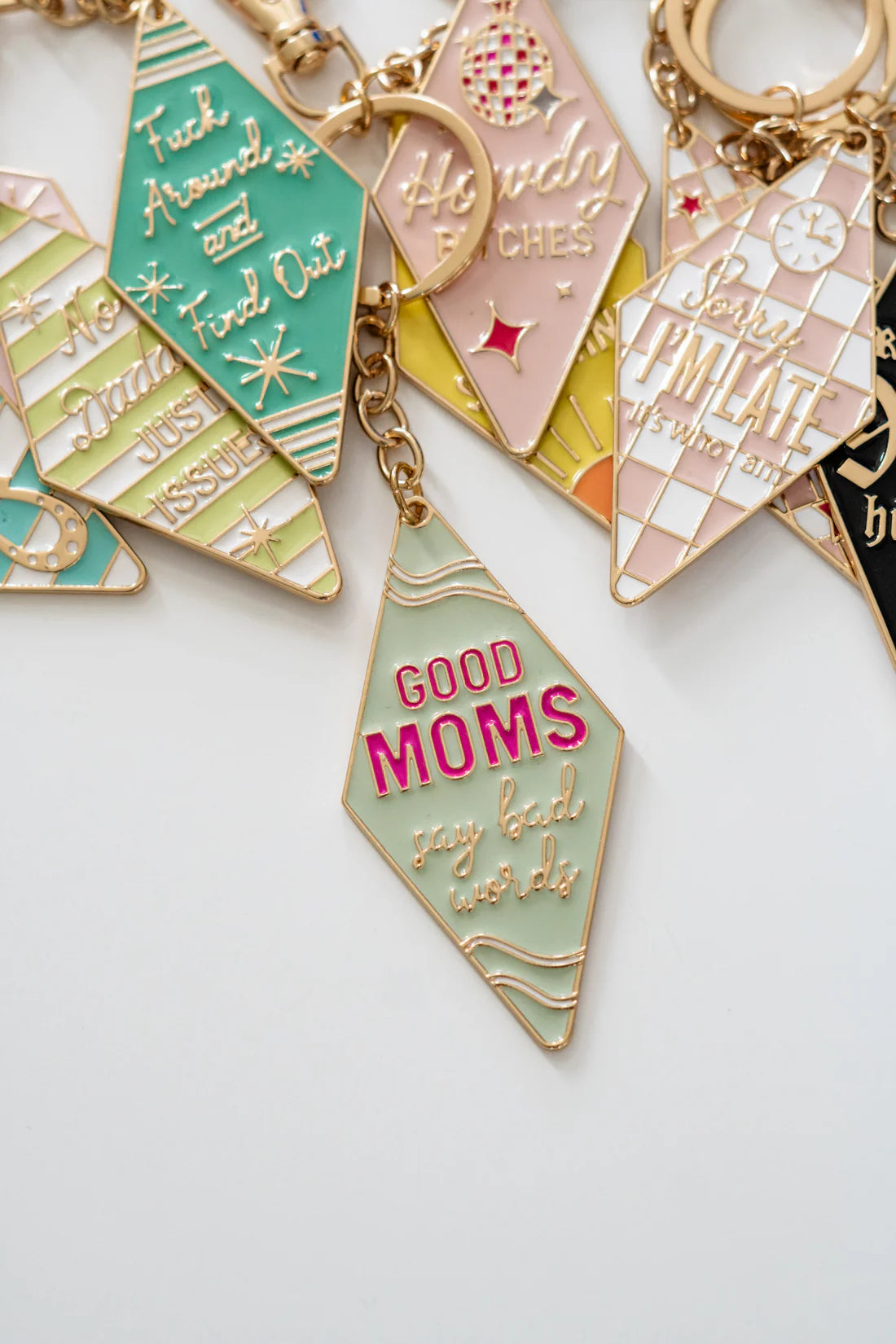Good Moms Say Bad Words Retro Motel Keychain