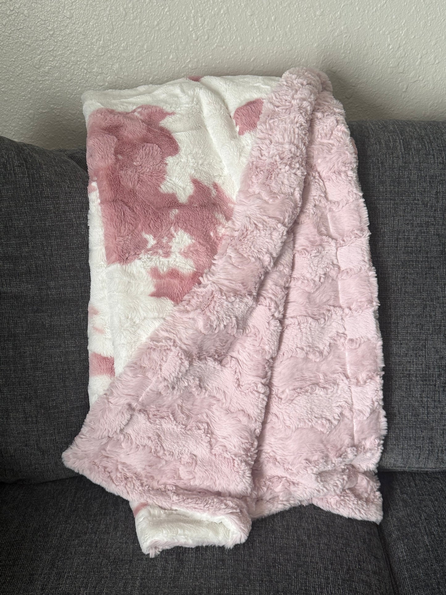 SMALL Minky Blanket Clararose Calf & Ice Pink Glacier