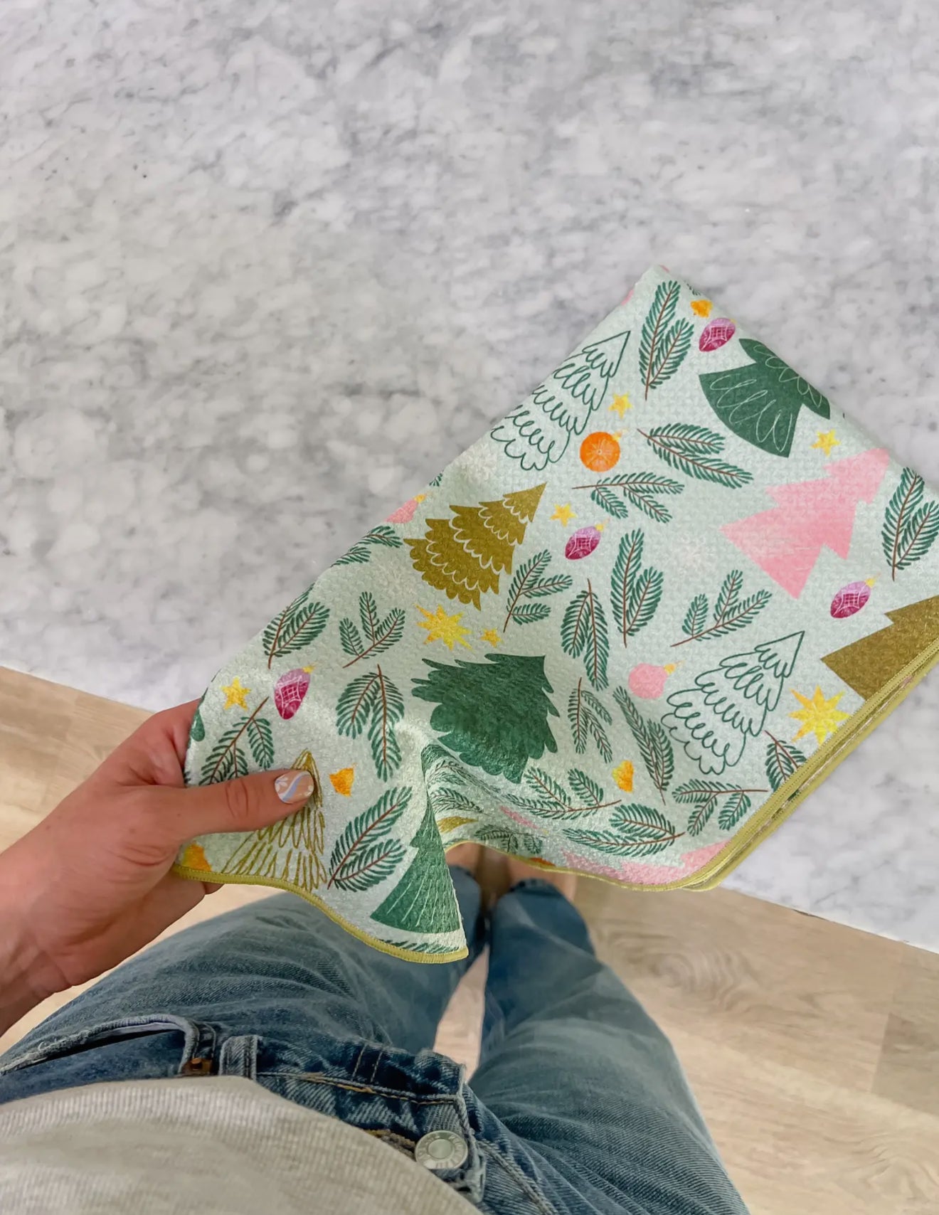 Sparkling Evergreen Bloom Kitchen Towel