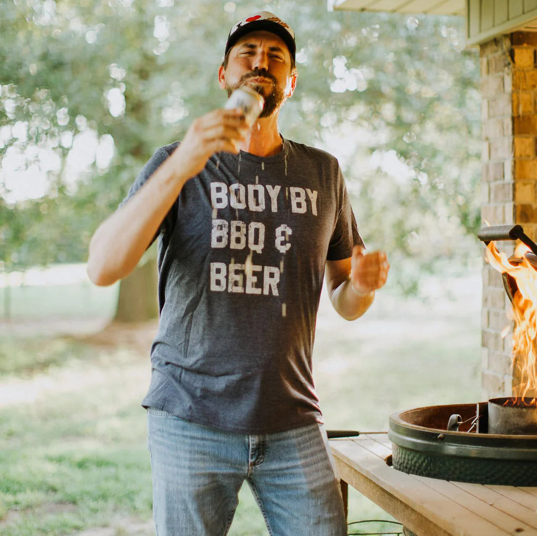 PRE-ORDER Body By BBQ & Beer Graphic Tee in Navy