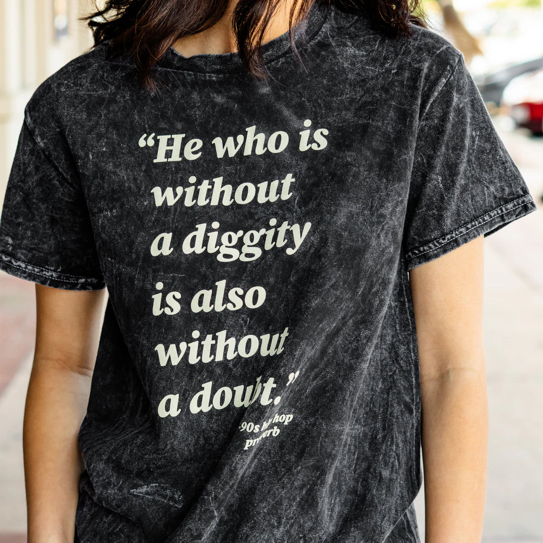 PRE-ORDER He Who Is Without Diggity Graphic Tee in Black Mineral Wash
