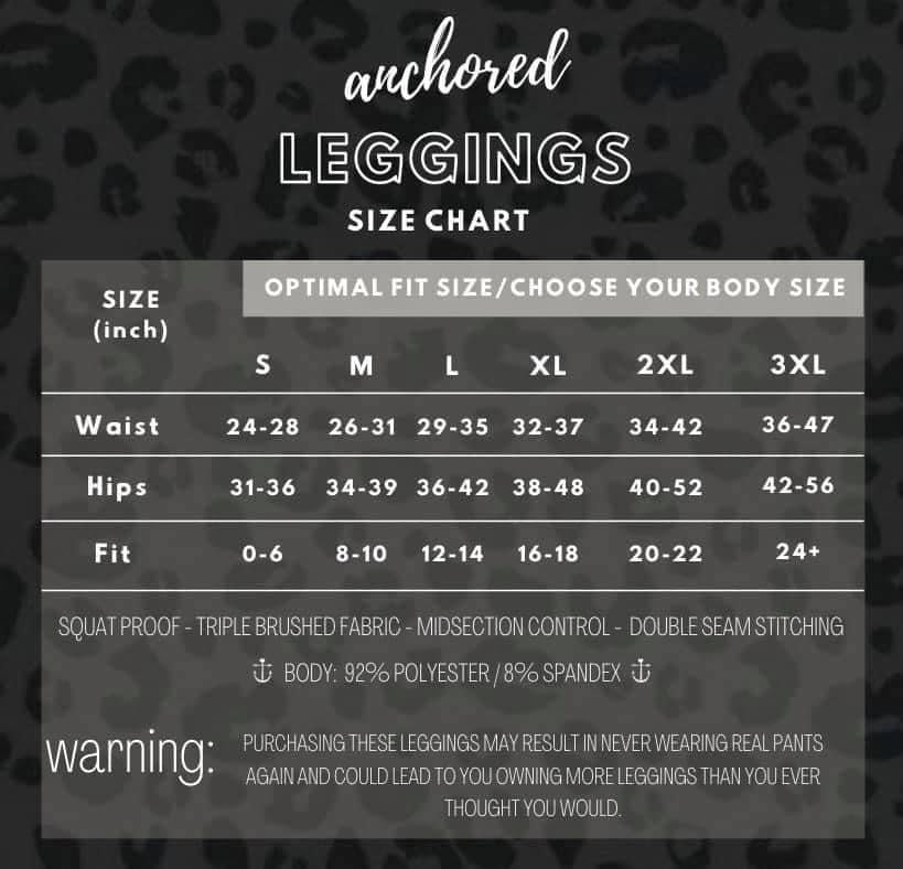 PRE-ORDER Anchored Arrows Fleece Lined Leggings in Black - NO POCKETS