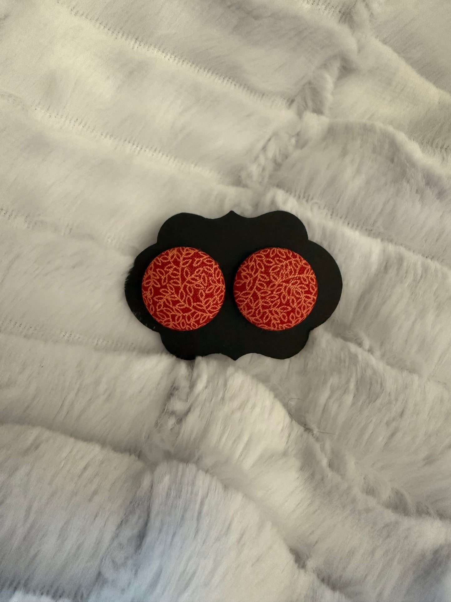 Fall Fabric Cover Button Stud Earrings