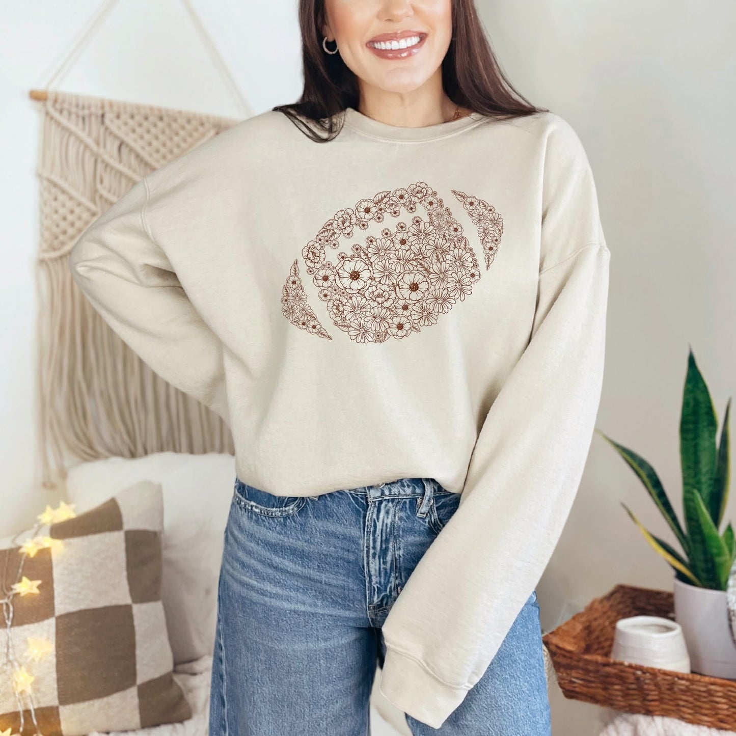 Floral Football Graphic Sweatshirt