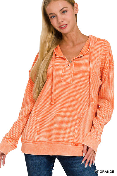 M & L ONLY Everything You Want Waffle Hoodie in Light Orange