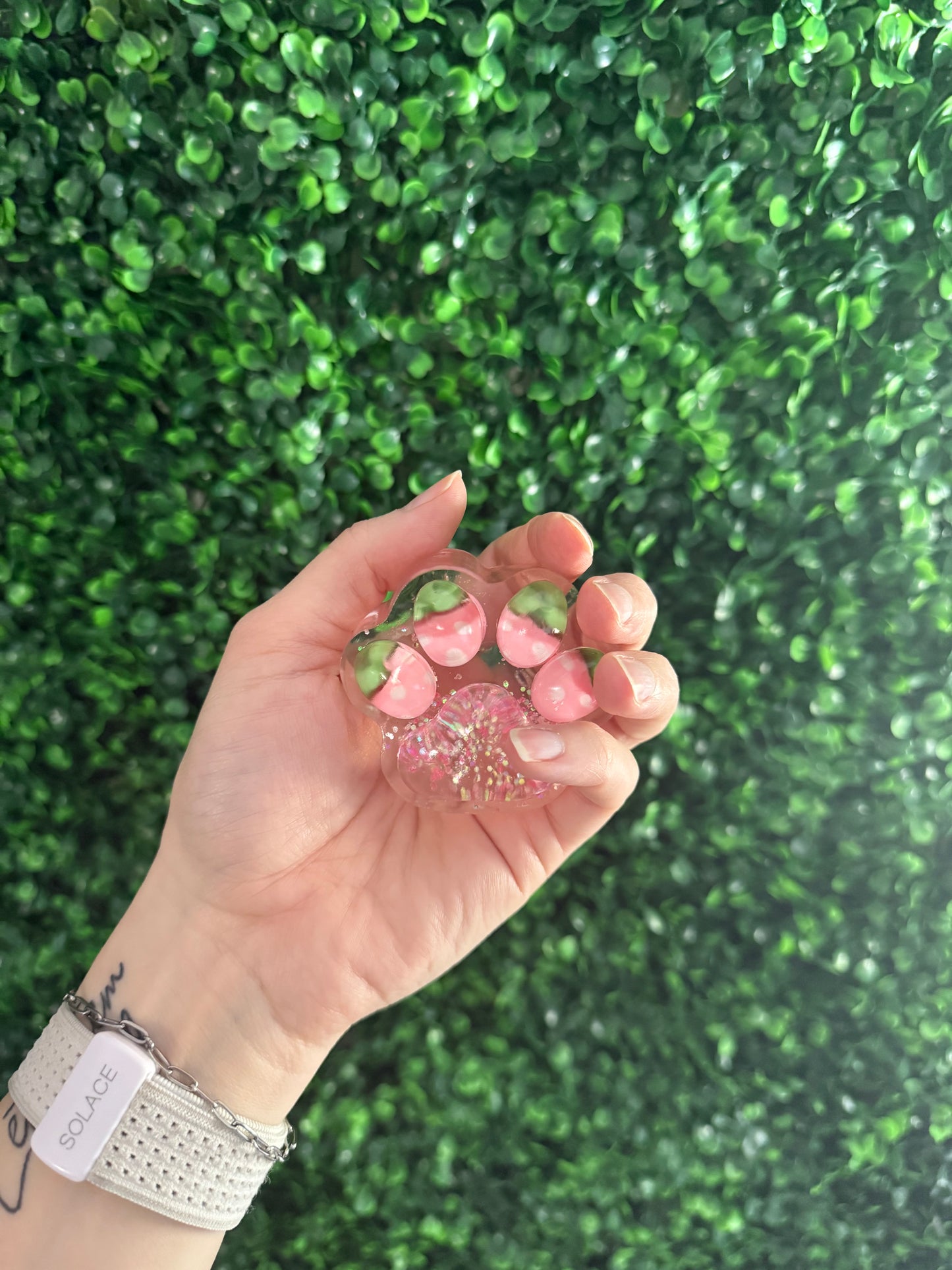 Clear Glitter Paw Squishy Toy