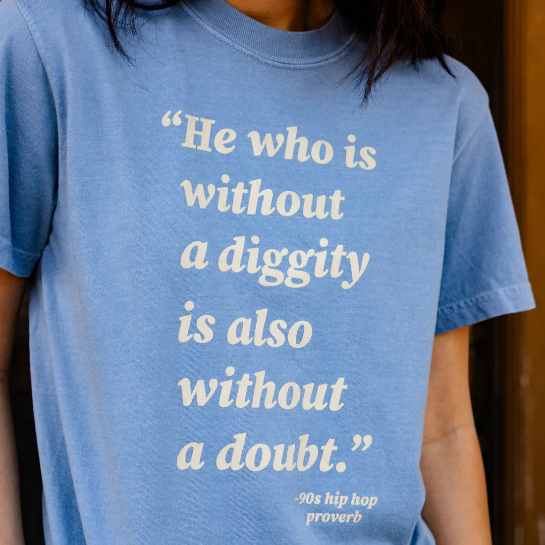 PRE-ORDER He Who Is Without Diggity Graphic Tee in Denim