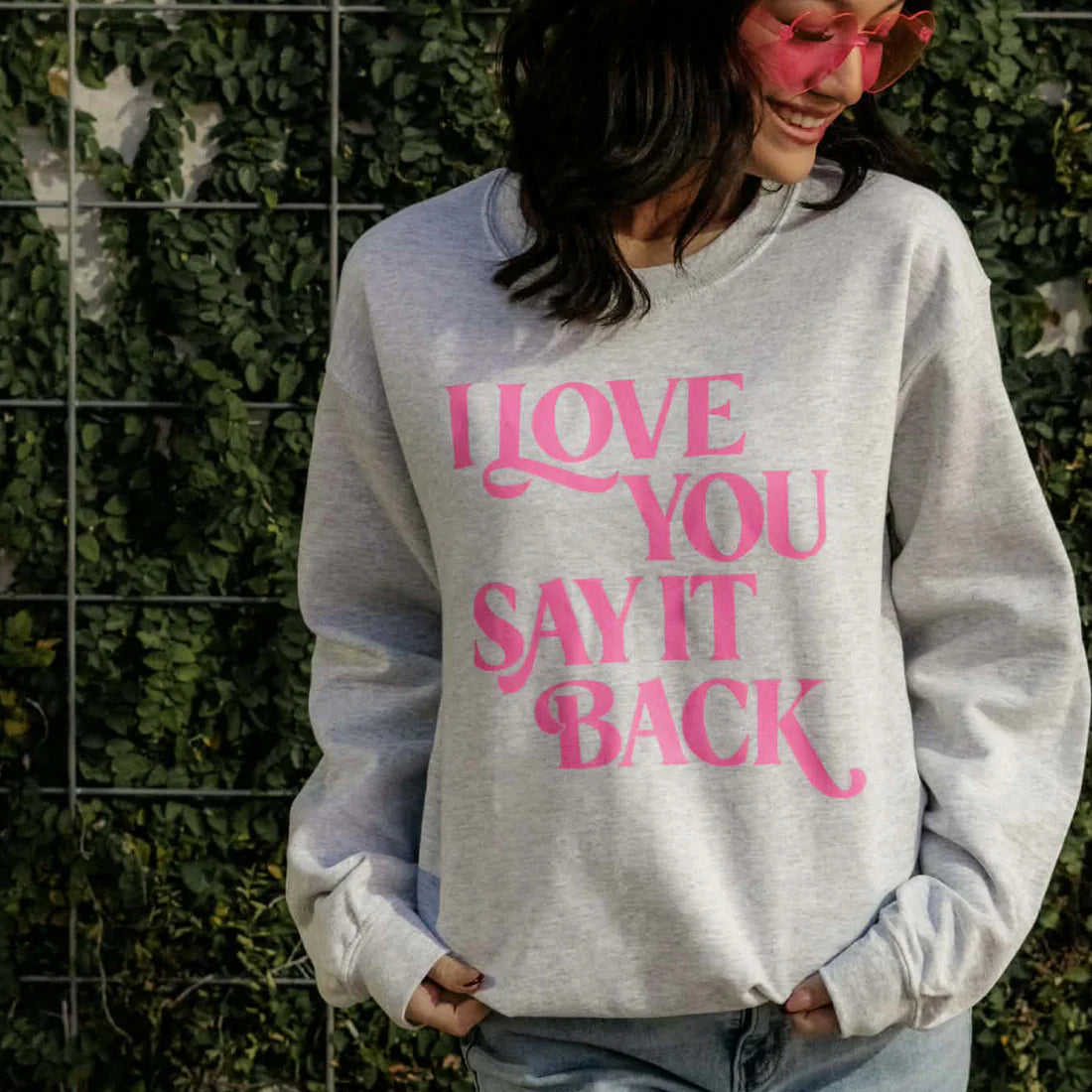 Pre-Order I love You Say It Back Graphic Sweatshirt in Ash