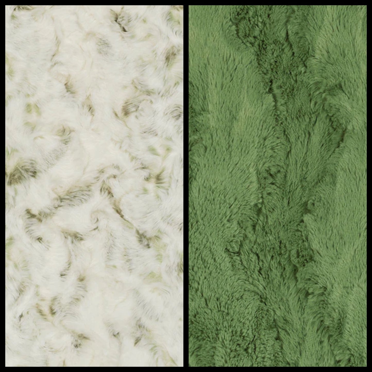 SMALL Minky Blanket Basil Snowy Owl & Basil Glacier