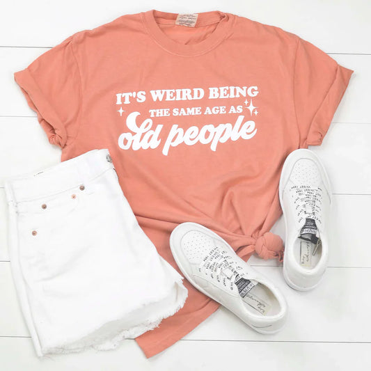 M ONLY It's Weird Being The Same Age Graphic Tee in terracota