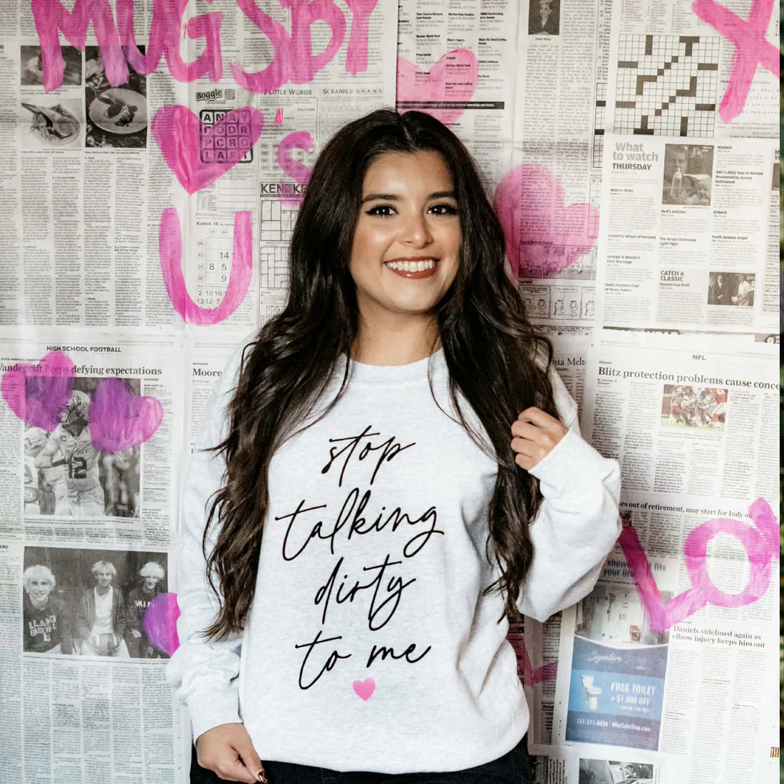 Pre-Order Stop Talking Dirty To Me Graphic Sweatshirt in Ash