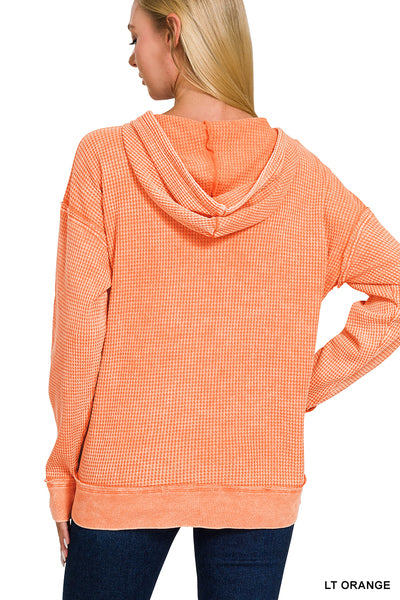 M & L ONLY Everything You Want Waffle Hoodie in Light Orange