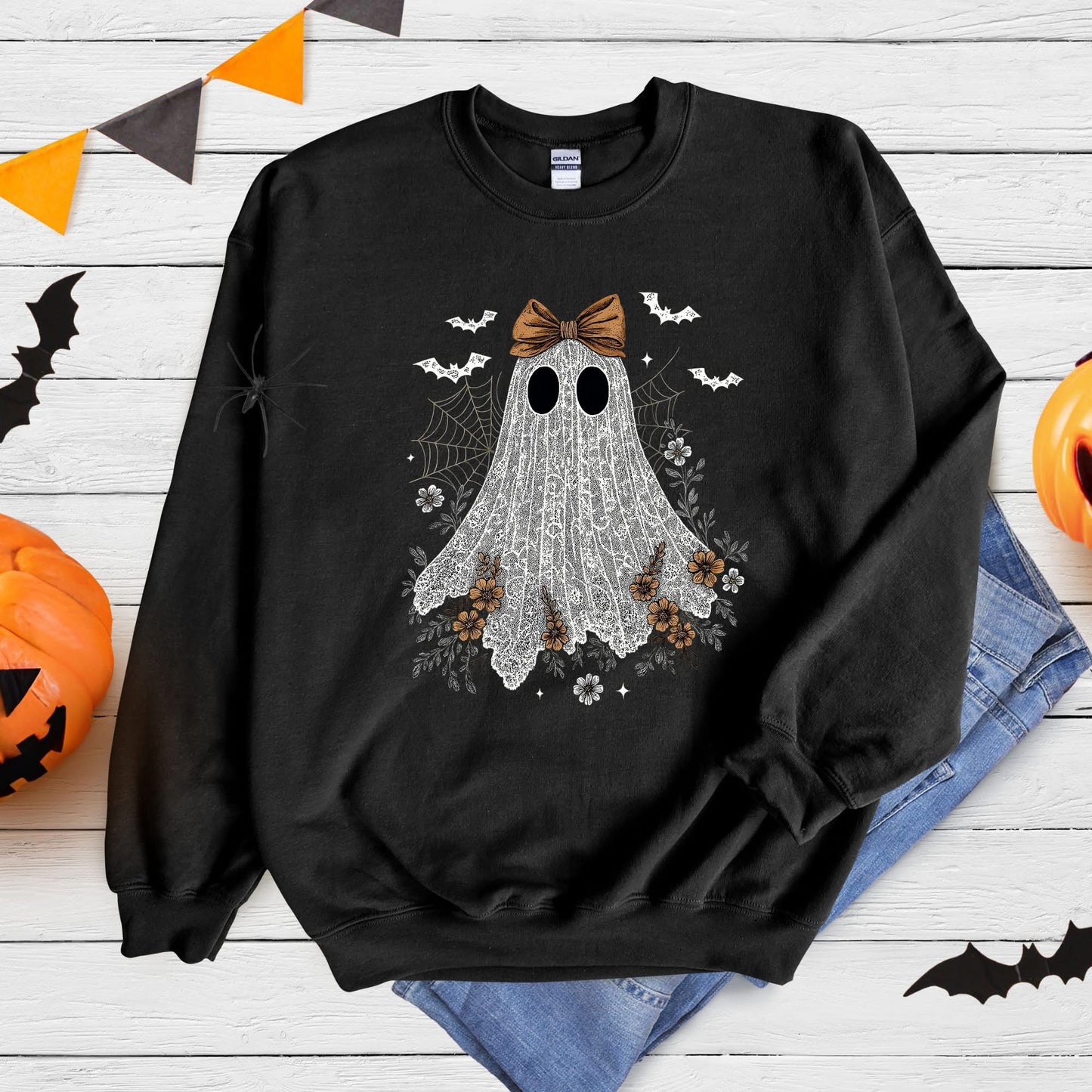 Halloween Lace Ghost Cute Graphic Tee & Sweatshirt