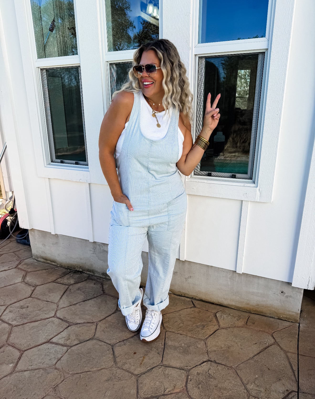 Stripe Britte Romper Overalls
