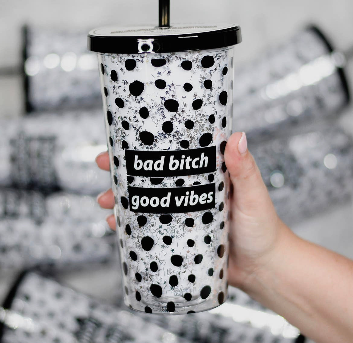 Bad Bitch Good Vibes Tumbler w/straw
