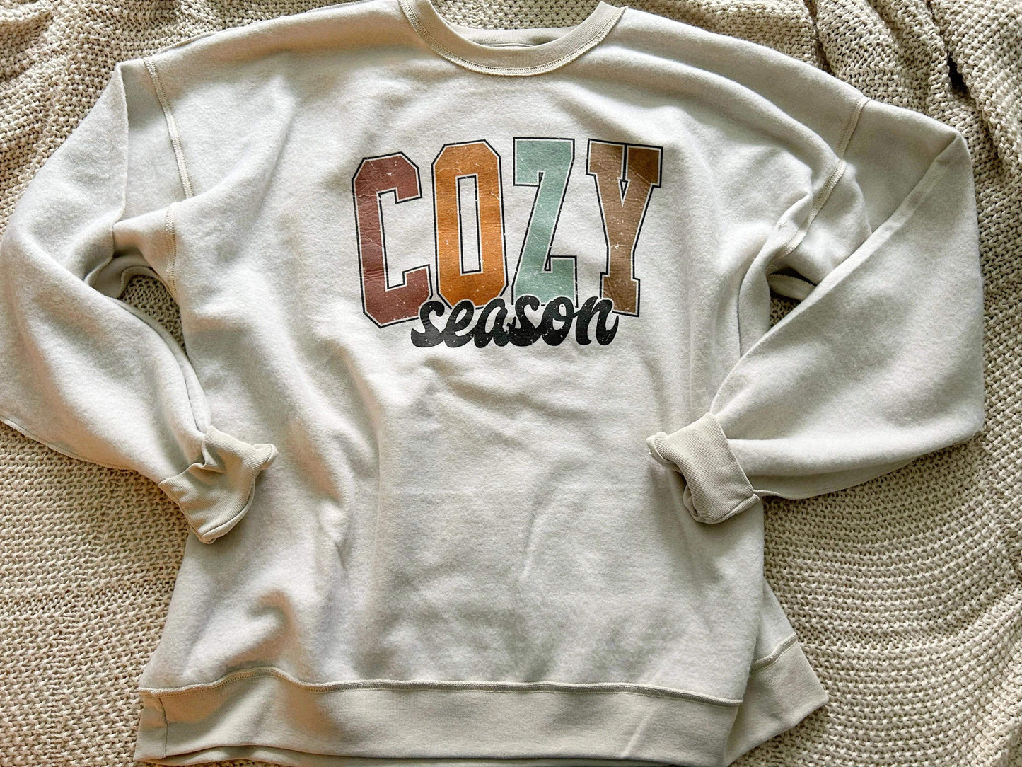 Cozy Season INSIDE OUT Graphic Sweatshirt in sand