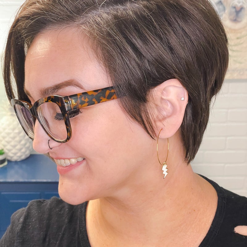Fanciful Hoops in Lightning Bolts - Dixie Bliss - Dangle Earring