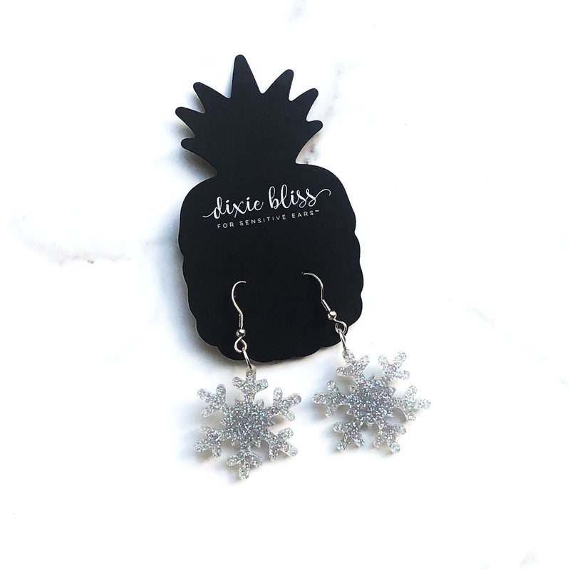 Petite Snowflakes in Holo Silver - Dixie Bliss - Dangle Earring