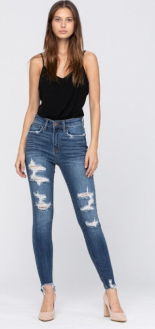 16W ONLY High Waist Destroyed Skinny Jeans