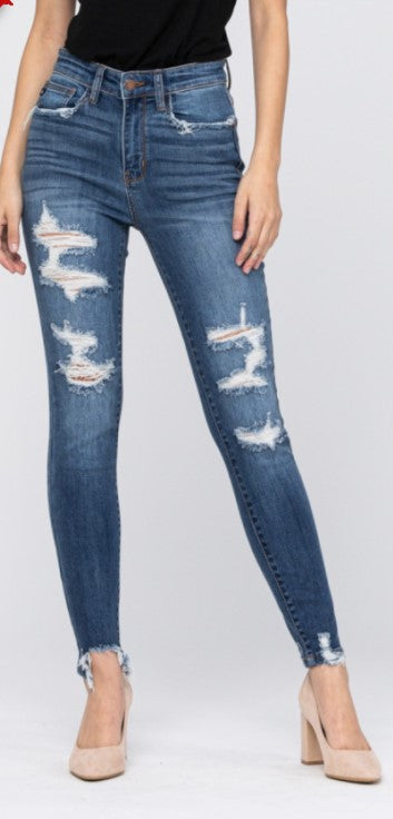 16W ONLY High Waist Destroyed Skinny Jeans