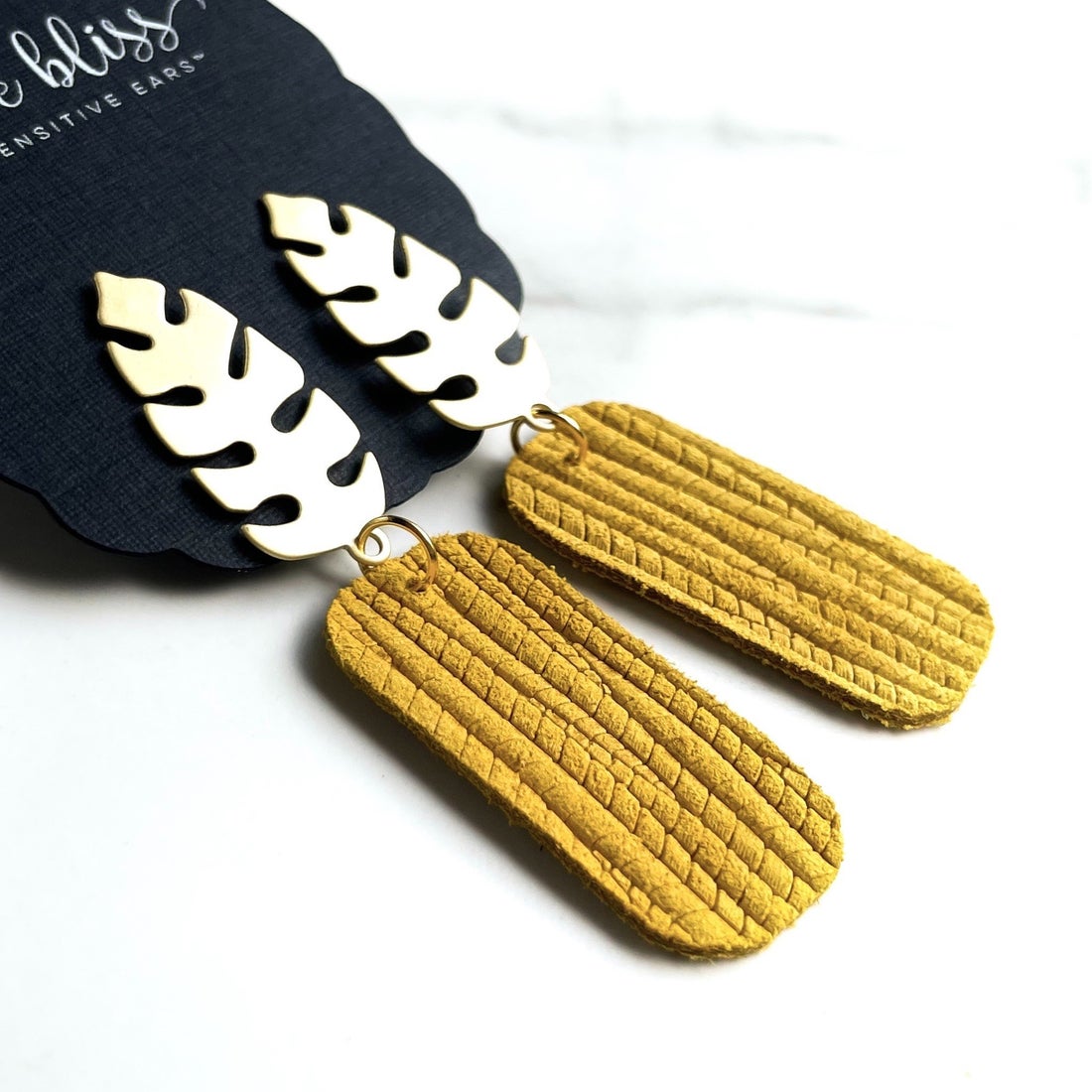 Trenton in Mustard Palm - Dixie Bliss - Dangle Earring