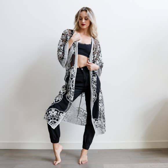 Black Lace Kimono