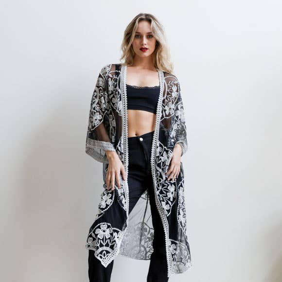 Black Lace Kimono