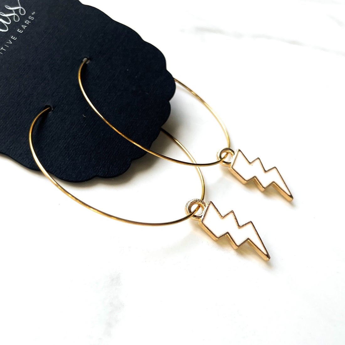 Fanciful Hoops in Lightning Bolts - Dixie Bliss - Dangle Earring
