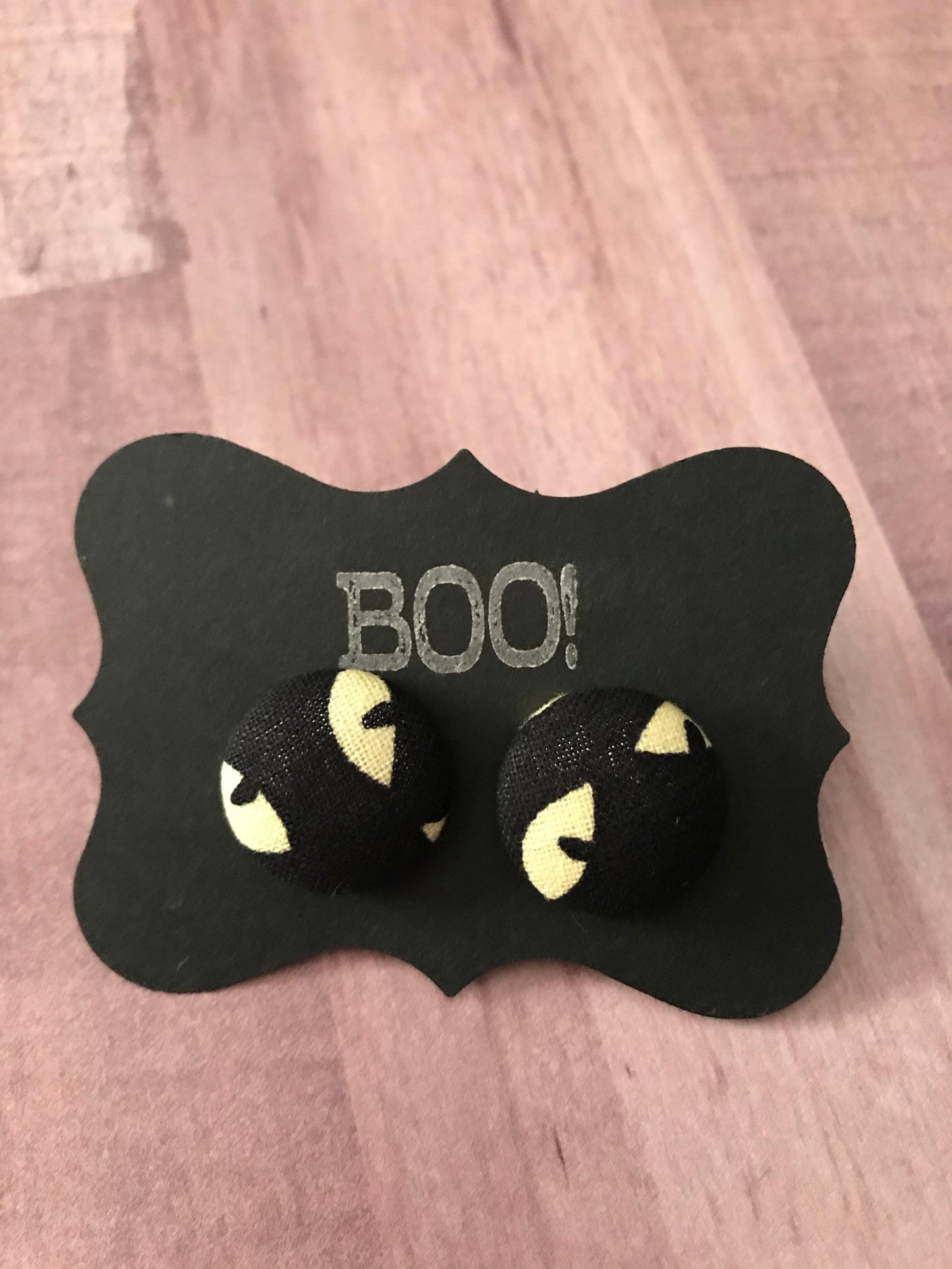 Halloween Fabric Cover Button Stud Earrings