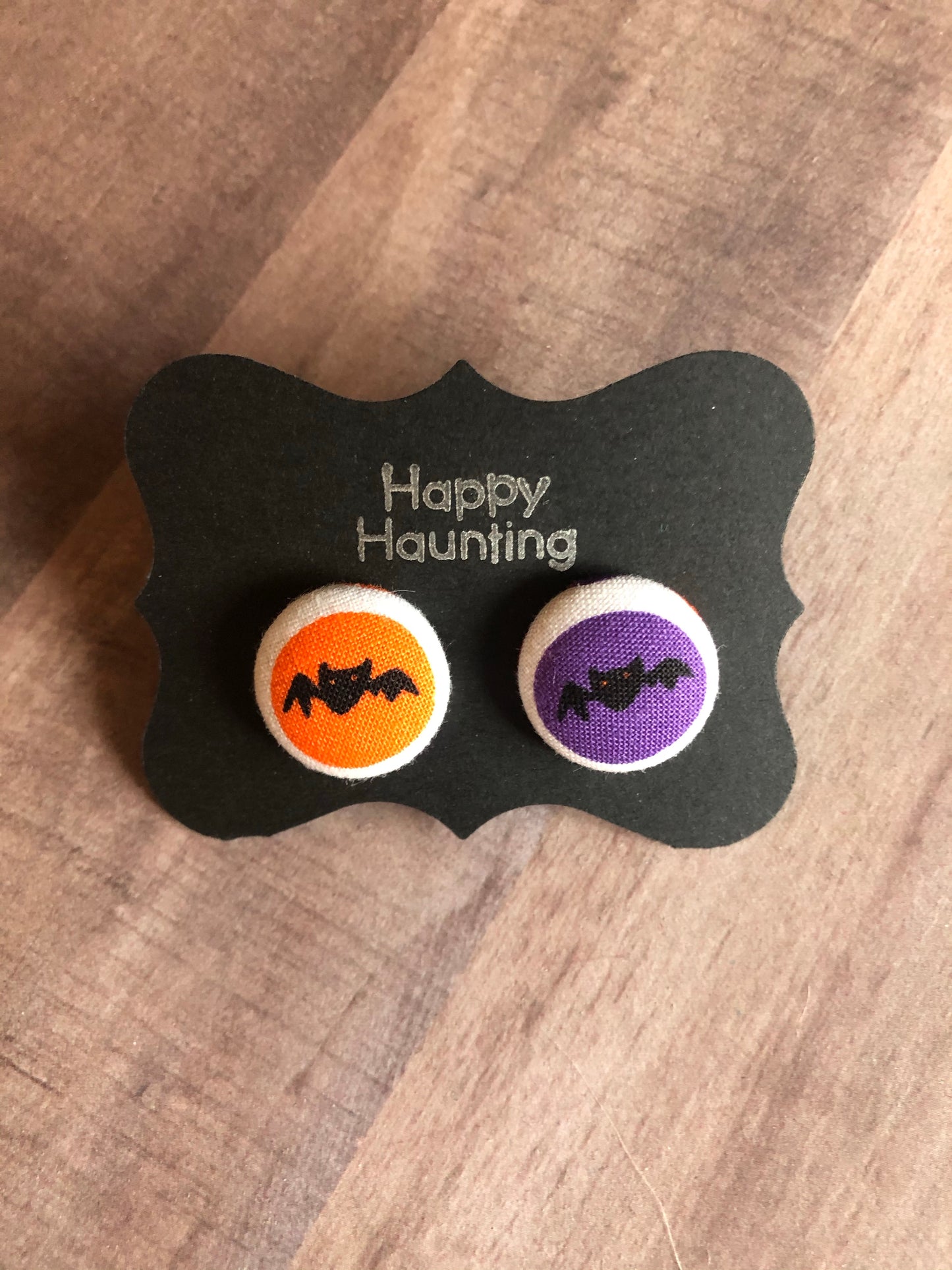 Halloween Fabric Cover Button Stud Earrings