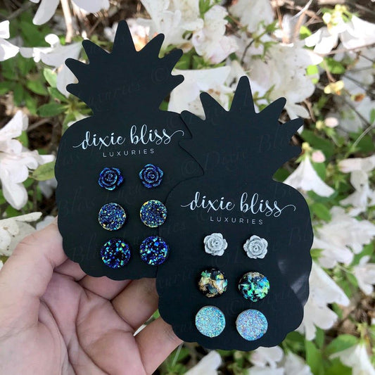 Petite Roses in Silver - Dixie Bliss - Trio Stud Earring Set