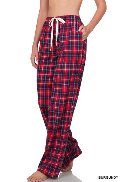 1X, 2X & 3X ONLY Plaid About It Lounge Pants in Burgundy