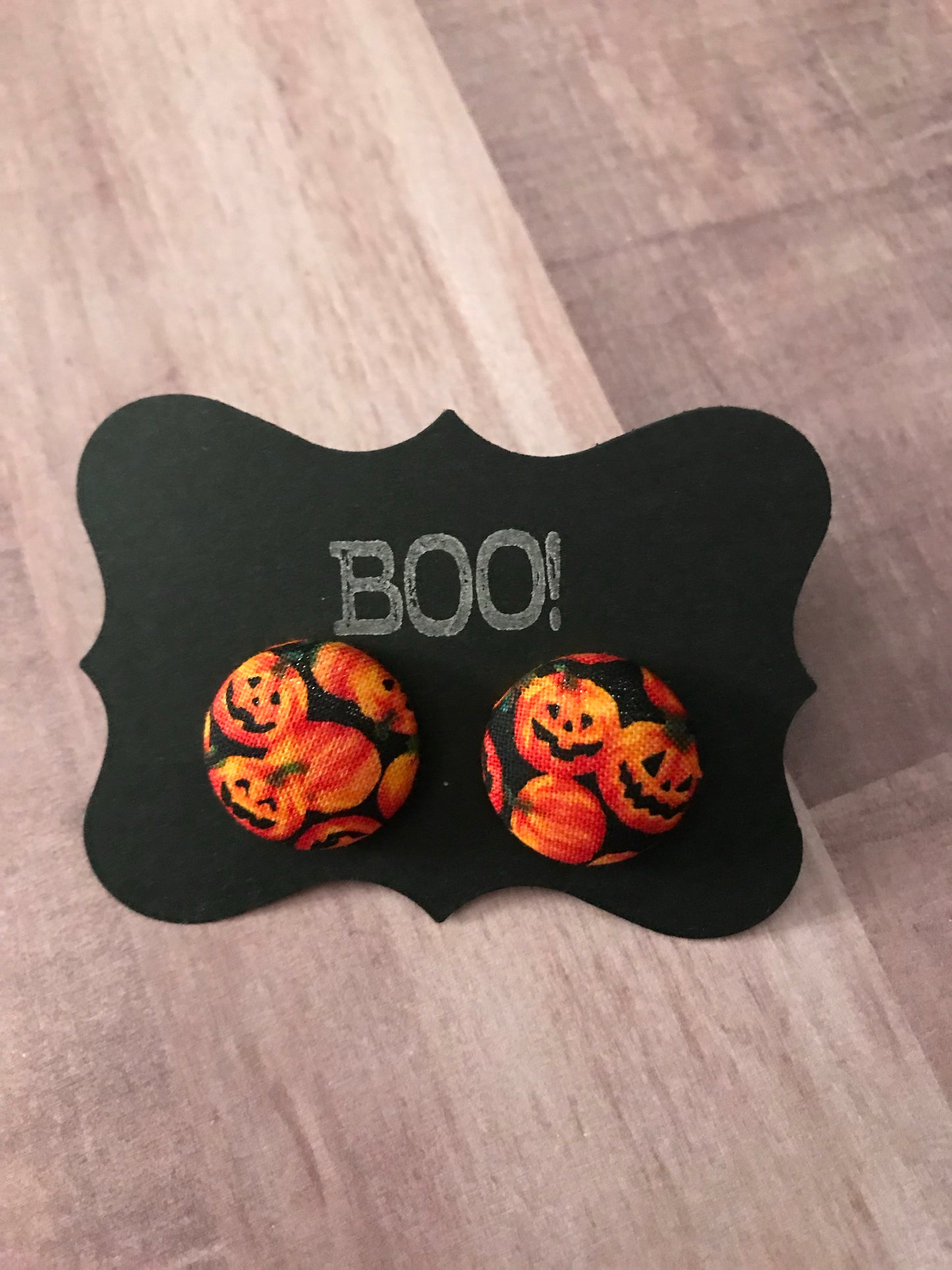 Halloween Fabric Cover Button Stud Earrings