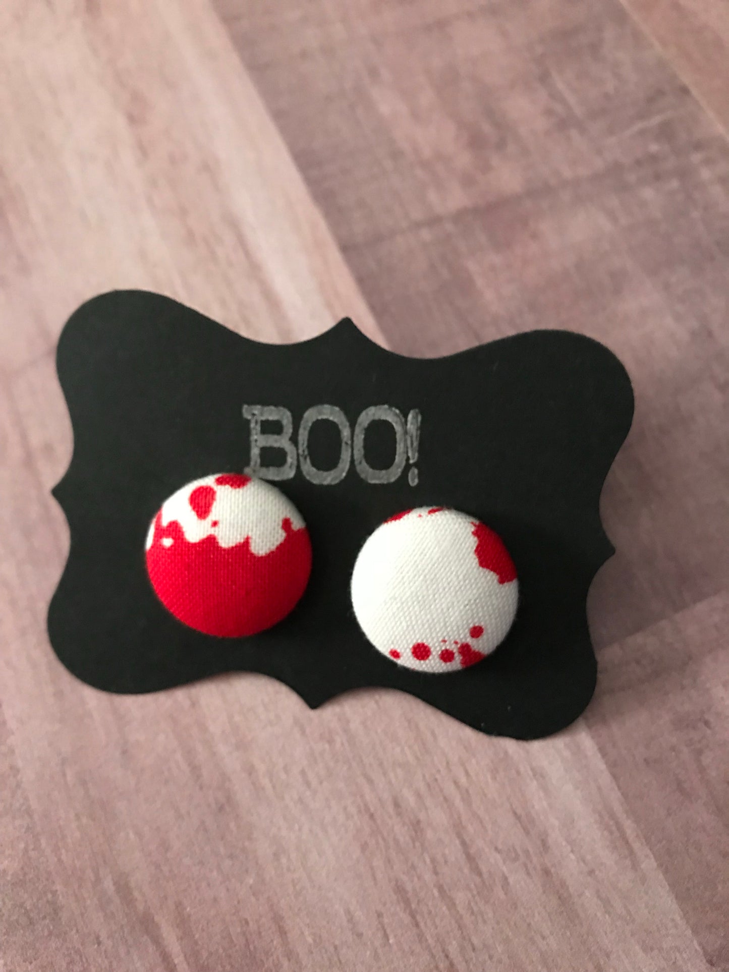 Halloween Fabric Cover Button Stud Earrings