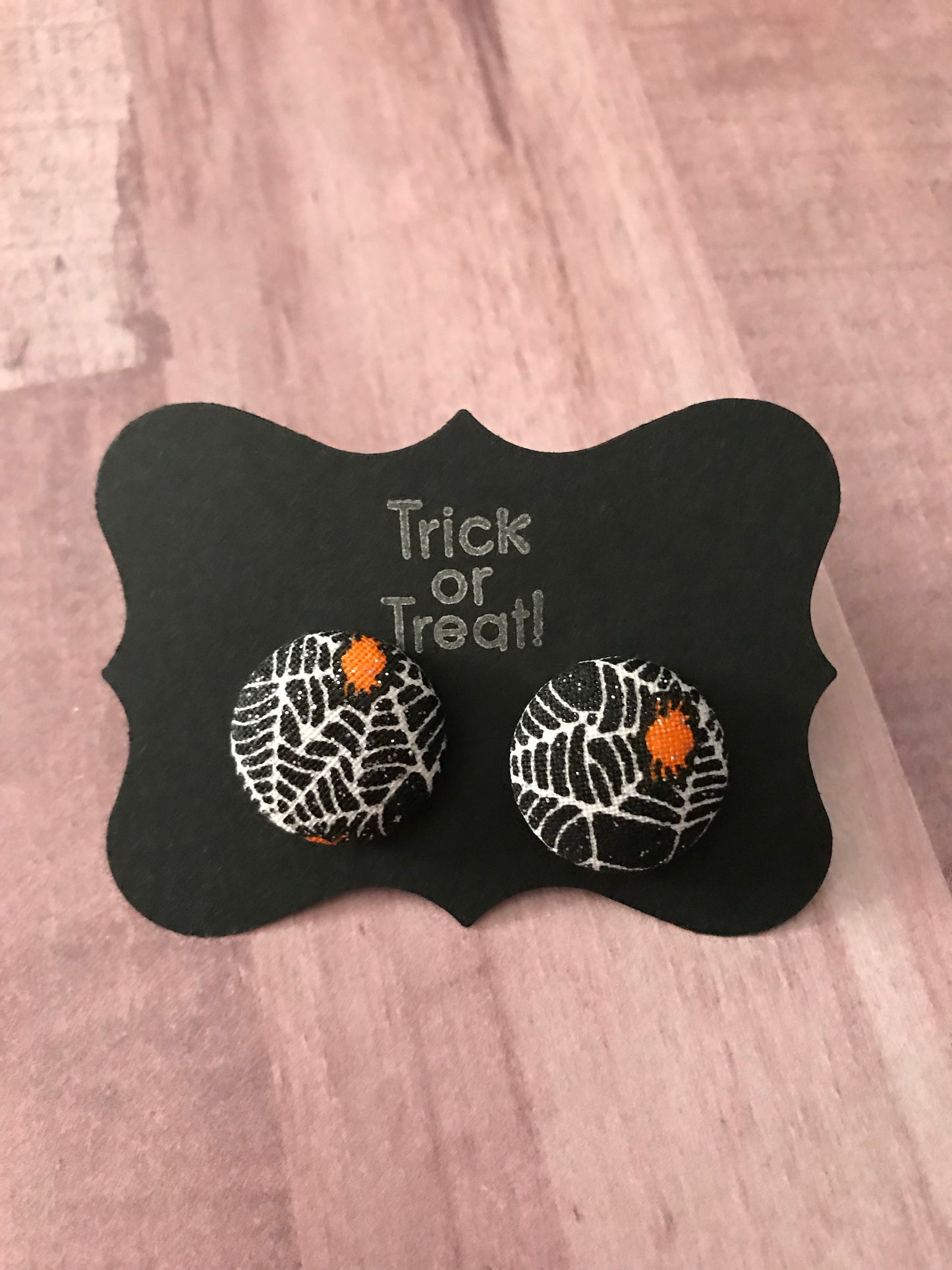 Halloween Fabric Cover Button Stud Earrings