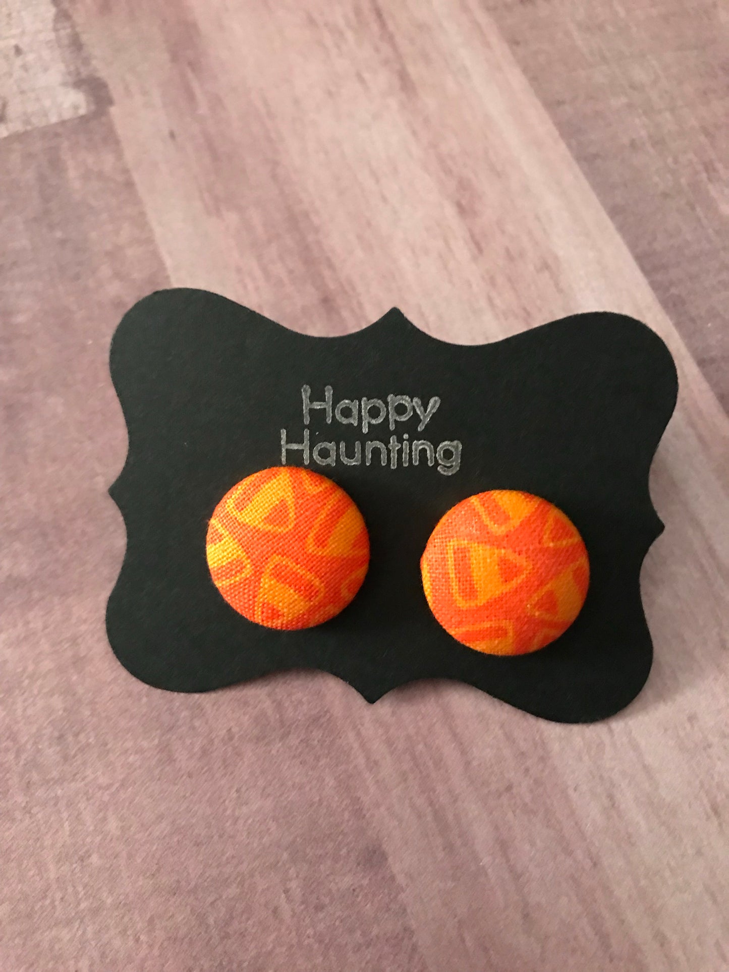 Halloween Fabric Cover Button Stud Earrings