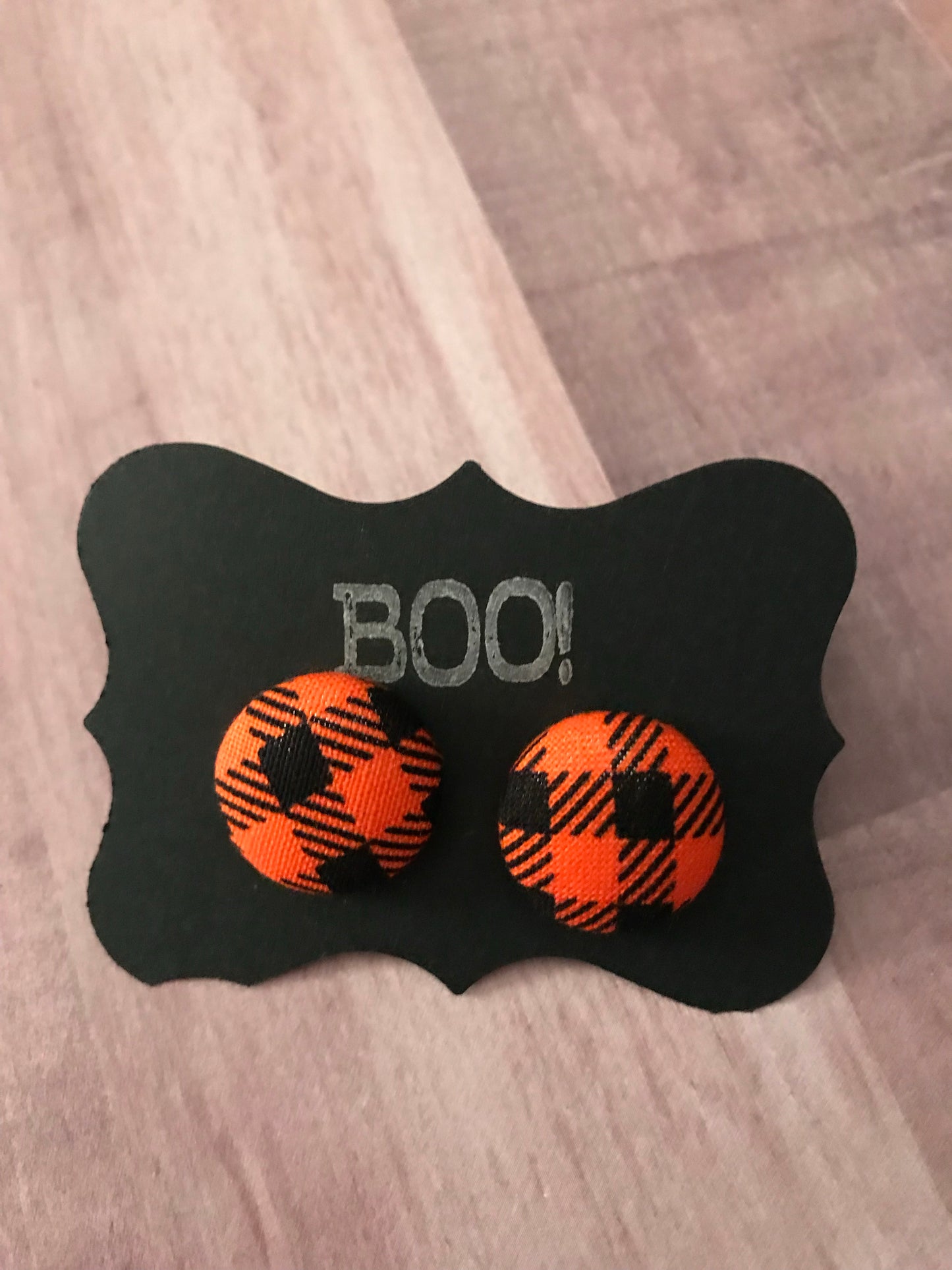 Halloween Fabric Cover Button Stud Earrings