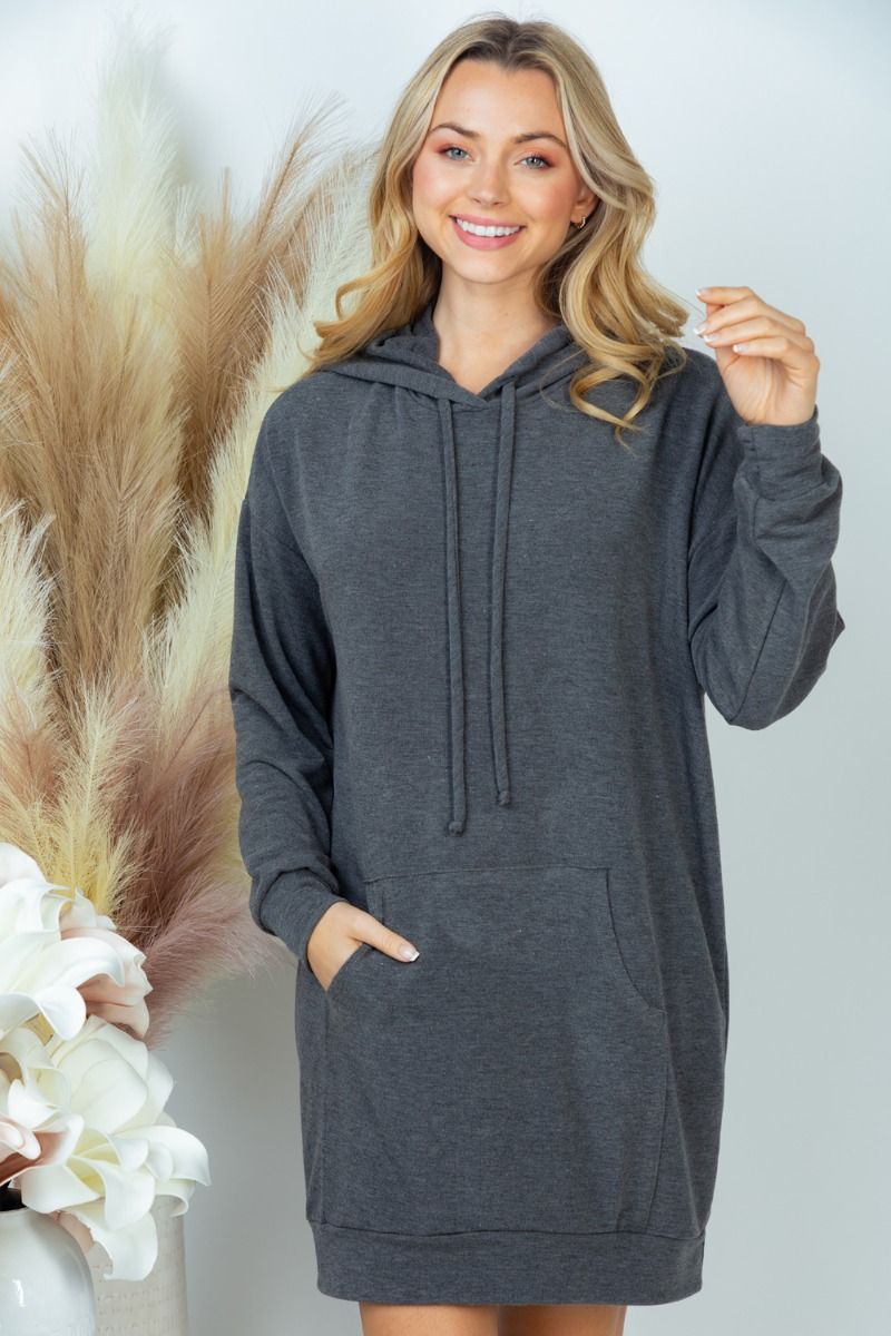 S & XL ONLY Relaxing in the Hood Hoodie Dress in charcoal