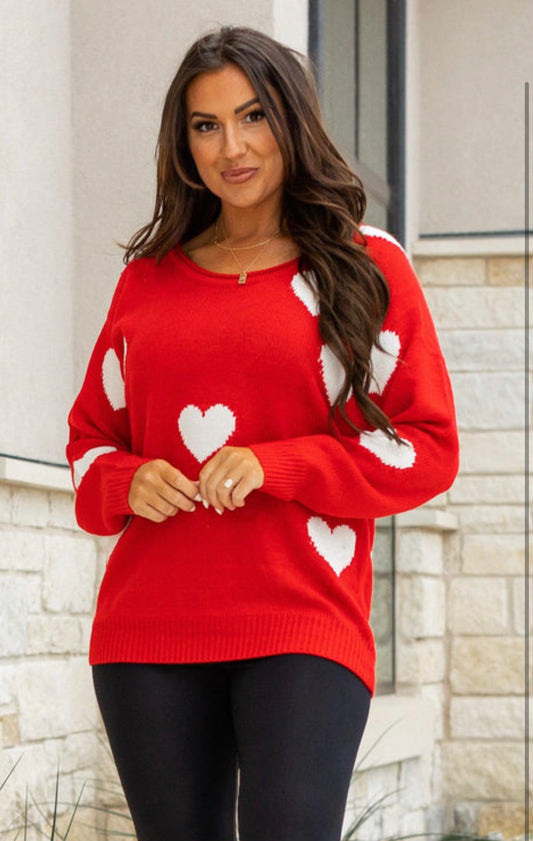 Heart On My Sleeve Sweater in Red