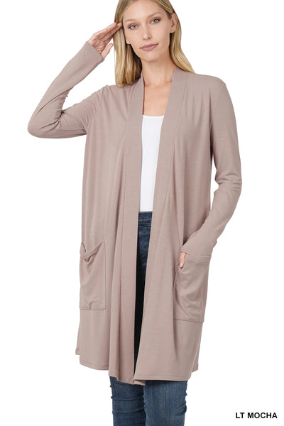 S & L ONLY Long Slouchy Cardigan in Light Mocha
