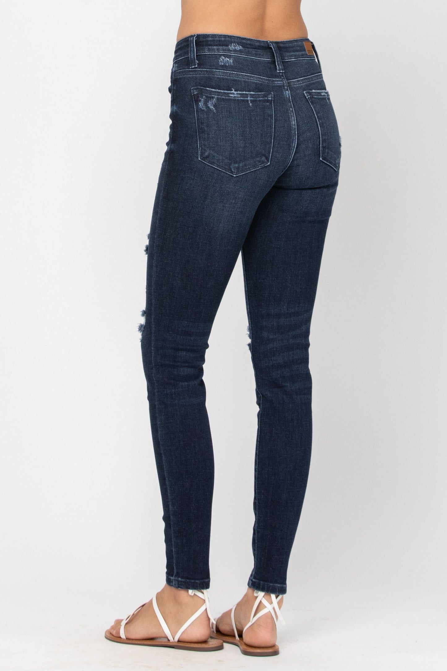 5 ONLY Judy Blue: Damsel in Distress - Dark Wash Skinny Jeans